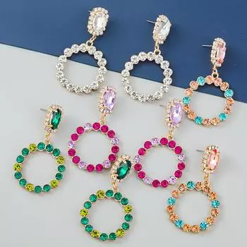 Pinkdudu модные цветные бриллиантовые круглые серьги-подвески из сплава преувеличенные индивидуальные серьги-подвески для женщин PD2151 белый
