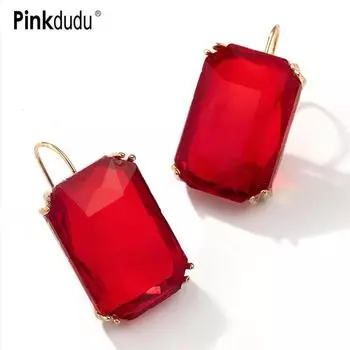 Pinkdudu модные цветные серьги-гвоздики со стразами, простые квадратные стеклянные серьги из сплава для женщин, ювелирные изделия, подарки PD685