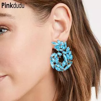 Pinkdudu модные красочные преувеличенные серьги-капли со стразами, новые висячие серьги с цветами в стиле бохо для женщин, ювелирные изделия, подарки PD1836 чёрный