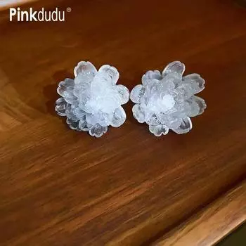 Pinkdudu модные многослойные белые акриловые серьги-гвоздики с хризантемой в стиле ретро, серьги с преувеличенным цветком для женщин, ювелирные изделия PD1550