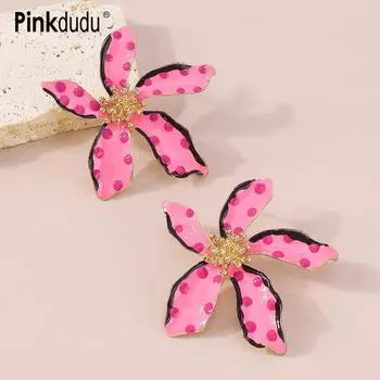 Pinkdudu модные новые серьги-гвоздики с большим цветком и преувеличенными простыми нерегулярными лепестками для женщин, ювелирные изделия PD1081 White белый