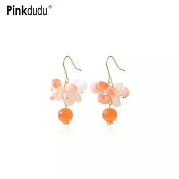 Pinkdudu модные оранжевые акриловые серьги-капли с цветами, романтические и сладкие серьги с искусственным жемчугом в стиле ретро, серьги со свежими фруктами для женщин PD1495 Orange оранжевый