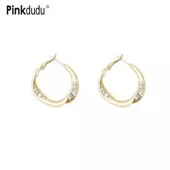 Pinkdudu модные простые позолоченные круглые серьги-гвоздики романтические роскошные геометрические серьги с цирконием для женщин ювелирные изделия PD1386 золотой