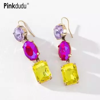 Pinkdudu модные яркие акриловые висячие серьги, простые офисные женские серьги трех цветов для женщин, ювелирные изделия, подарки PD711