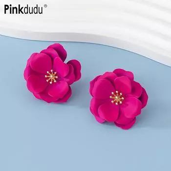 Pinkdudu модные роскошные серьги-гвоздики с цветком, новые милые серьги-гвоздики из сплава для женщин, ювелирные изделия, подарки PD1831 фиолетовый