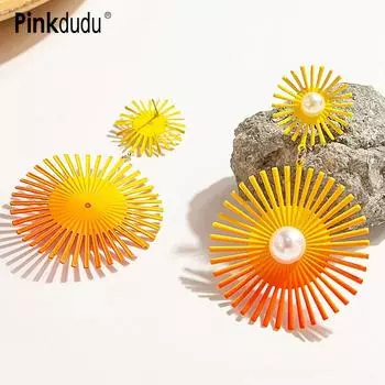 Pinkdudu модные серьги-гвоздики ярких цветов, креативные 4 цвета, градиентные серьги с имитацией жемчуга для женщин, ювелирные изделия PD1374 фиолетовый