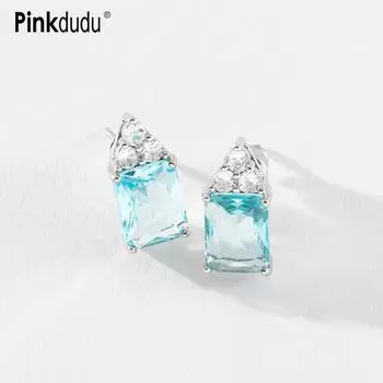 Pinkdudu модные синие геометрические серьги-гвоздики изысканные простые квадратные повседневные серьги со стразами для женщин ювелирные изделия подарки PD1146 синий