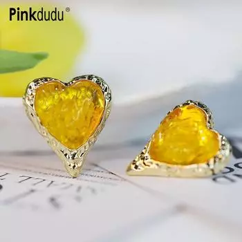 Pinkdudu модные желтые серьги-гвоздики из смолы Love романтические простые легкие роскошные геометрические серьги Love для женщин ювелирные изделия PD1552 жёлтый