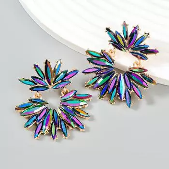 Pinkdudu Multi-Layer Flower Party Exaggerated Earrings Trendy Elegant Alloy Crystal Stud Earrings Office Lady PD2237