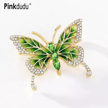 Pinkdudu Новая мода 3 цвета брошь-бабочка со стразами романтическая роскошная очаровательная брошь в виде насекомых для женщин ювелирные изделия унисекс PD1277 красный