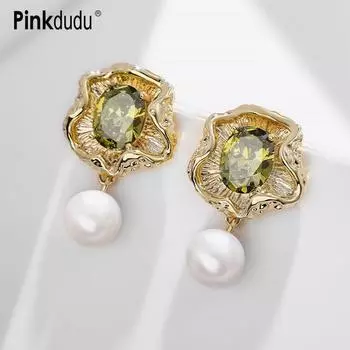 Pinkdudu новые серьги-капли с зелеными листьями лотоса, модные эмалированные серьги с подвеской в виде красного карпа, серьги из сплава для женщин, ювелирные изделия, подарок PD704 золотой