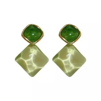 Pinkdudu Pink Square Simple Zinc Alloy Earrings Geometric Trendy Stud Earrings Women Jewelry PD2276 зелёный