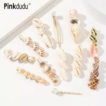Pinkdudu Популярная заколка для волос «сделай сам» из натуральной ракушки, модные минималистичные заколки для волос в стиле бохо для женщин, ювелирные изделия, подарки PD1827 A