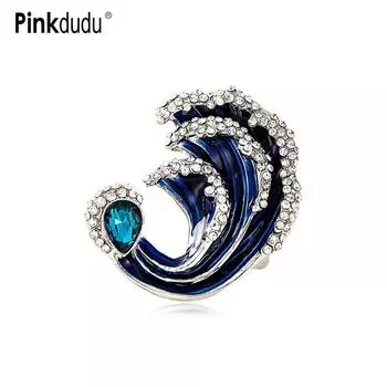 Pinkdudu Романтическая голубая океанская волна, многослойная брошь, индивидуальная темпераментная брошь с цирконием в виде океана для женщин, ювелирные изделия PD1440
