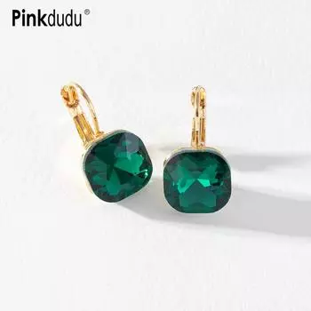 Pinkdudu романтические 6 цветов квадратные стеклянные серьги-кольца модные легкие роскошные простые геометрические серьги для женщин ювелирные изделия PD1499 белый