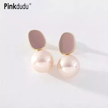 Pinkdudu S925 Серьги из серебряного сплава с жемчугом и эмалью в Корейском стиле Серьги с темпераментом для пассажиров High Sense Креативная серия для женщин Ювелирные изделия Подарки PD1254