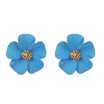 Pinkdudu Simple Sweet Multicolored Large Flower Acrylic Earrings Fashion Trendy Stud Earrings Women PD2272 синий