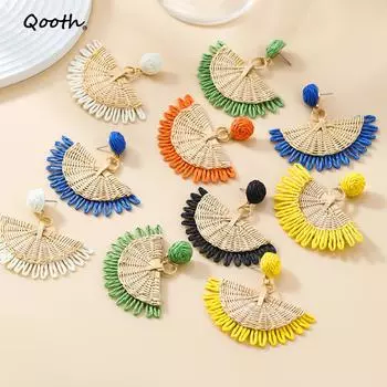 Pinkdudu женские новые серьги-подвески Lafite Grass, преувеличенные веерообразные серьги-подвески из ротанга PD2155 one size белый