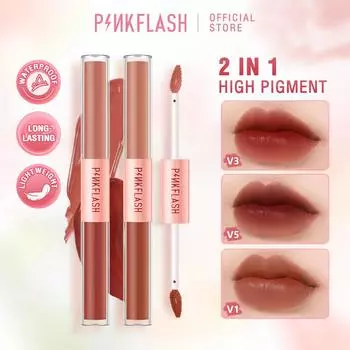 PINKFLASH 2 в 1 Матовая жидкая губная помада с двойной головкой Стойкий ультра-туманный бархатный блеск для губ с высоким содержанием пигментов Легкий оттенок для губ Косметика для макияжа