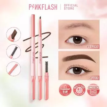 PINKFLASH 3 в 1 Многофункциональный карандаш для бровей Водостойкий натуральный усилитель для бровей Инструмент для татуировки бровей Ручка для макияжа Косметика с кистью