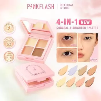 PINKFLASH, 4 цвета, палитра консилеров для лица, водостойкая, долговечная, увлажняющая, с полным покрытием, легкая основа для макияжа, тональный крем, косметика