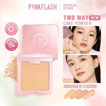 PINKFLASH Безупречная прессованная пудра Водостойкая долговечная контроль жирности Полное покрытие Гладкая матовая отделка Пудра-подушка Косметика для макияжа