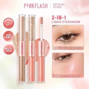 PINKFLASH Блестящие жидкие тени для век Двуглавые водостойкие с высоким содержанием пигмента Долговечные легкие быстросохнущие тени для век Подводка для макияжа Косметика