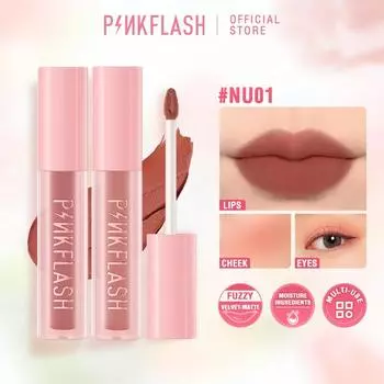 PINKFLASH Нечетко-мягкая бархатная матовая глина для губ Водостойкая долговечная увлажняющая жидкая помада Легкая грязь для губ Высокопигментированная губная помада Косметика