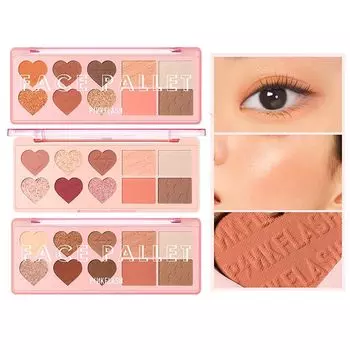 PINKFLASH OhMyLove Multiple Face Palette Eyeshadow Blush Highlighter Contour 4 in 1 Strawberry (02# Лед)