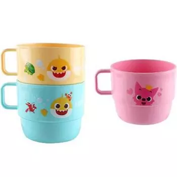 Pinkfong Baby Shark Simple Handle Cup 3-Piece Set, Разноцветные, 1 Набор, популярный персонаж в Корее