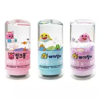 Pinkfong Baby Shark Waterball Toy Stamp 3 типа Многолетняя марка похвалы № 1, красный, зеленый, фиолетовый, 1 комплект, популярные корейские игрушки