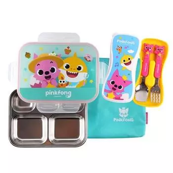 Pinkfong Edison трехмерный набор ланч-боксов с ложкой и вилкой, разные цвета, тарелка для ланча + сумка + ложка + вилка + футляр, популярные корейские предметы для родителей