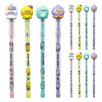 Pinkfoot 1000 Little Friends Cartridge Pencil HB 4 типа x 3 шт. набор, разноцветные, 1 набор, популярный персонаж в Корее