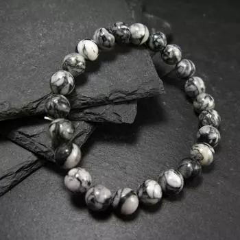 Pinolite Pinolith подлинный браслет ~ 7 дюймов ~ 8 мм круглые бусины 8MM