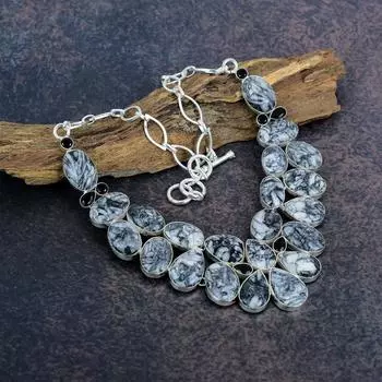 Pinolith, черная шпинель ожерелье драгоценный камень ювелирные изделия, ожерелье, 925 цельное серебро ювелирные изделия ручной работы ювелирные изделия, для подарка на День благодарения Adjustable with 18 inches синий