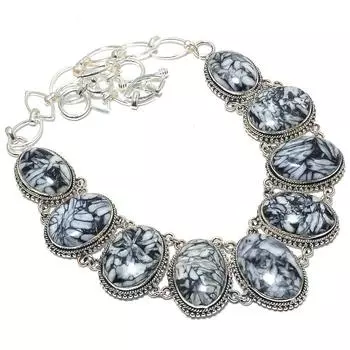 Ожерелье ручной работы из серебра 925 пробы с драгоценными камнями Pinolith, 18 дюймов, JCN353-63