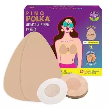 Pinq Polka Breast Lift Tape Pasties 6 с 10 накладками для сосков | Улучшитель формы | Нежный для кожи клей | Телесный цвет | Комплект из 16 шт.
