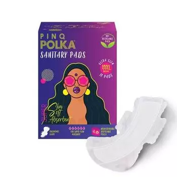 PINQ POLKA гигиенические прокладки для женщин | 10 прокладок XXXL 400MM | Премиум ультратонкие обильные выделения, для беременных | Органический хлопок мягкий без опрелостей
