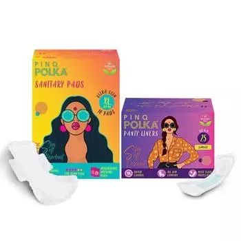 PINQ POLKA Премиум гигиенические прокладки (XL-300мм) с 25 (Большой-180мм) Ежедневные прокладки для выделений, органический хлопок, мягкие | без сыпи | ультратонкие для ночи