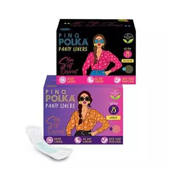PINQ POLKA Супермягкие ультратонкие ежедневные прокладки для интимной гигиены женщин, обычные(155мм) и большой(180мм) - Упаковка 2-50 шт.