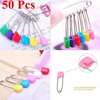 Pins Safety Pins 50Pcs Locking Cloth Pins Lock Baby Clothes Pins Baby Diaper Locking Pin Nappy Pins разноцветный