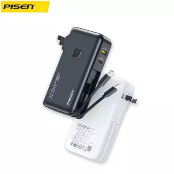 Pinsheng Charging Treasure Dianba тонкий, компактный и портативный, со встроенным кабелем мощностью 22,5 Вт, подходящим для быстрой зарядки Apple Android Mini Mini 10000 чёрный