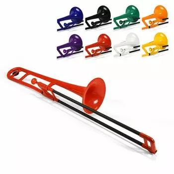 pInstruments pBONE PBONE1R Plastic Wind Instrument, Bb Tenor Trombone, Lightweight & Durable ABS with Bio Coating, Red (Includes Mouthpiece and