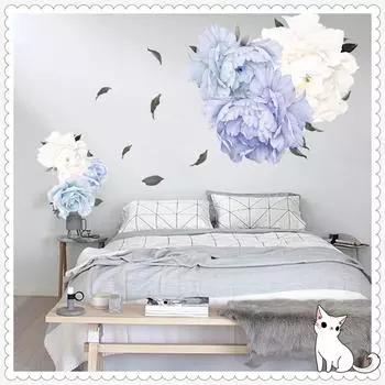 Пион роза цветы стикер стены искусство детские наклейки детская комната домашний декор подарок