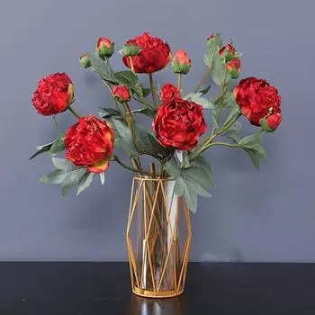 Пион шелковый цветок водонепроницаемый винтажный 3-главый красивый свадебный букет искусственный шелковый цветок свадебные принадлежности