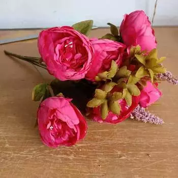 Пион в европейском стиле, искусственный пион, 13-вилочный искусственный цветок, ручка, букет, свадебное украшение, украшение для дома, студийная съемка 48CM розы красного