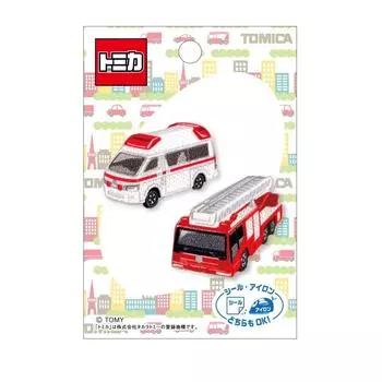 Pioneer Tomica Patch Toyota Himedic Fire Engine with Ladder Gyro Ambulance/Hino (Morita/Super Ladder) TOM650-TOM28