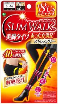 Pip Slim Walk Beautiful Leg Warm and For Osoto (SLIM WALK) Tights, Satisfying, Stress-Free, S-M Size, Black, Compression, чёрный
