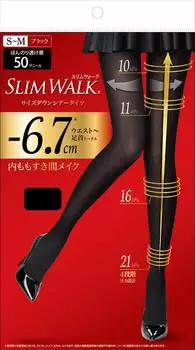 Pip Slim Walk Size Down Sheer Tights Black (SLIM WALK) S~M