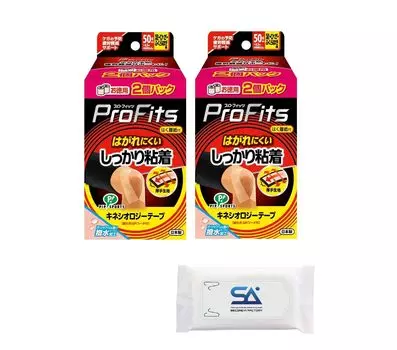 Pip Sports Pro Fitz Kinesiology Strong Adhesive Taping для и 2 бежевых из В комплекте с оригинальной влажной тканевой лентой, ступни, колени, икры, 50 мм, упаковка, [набор бежевый
